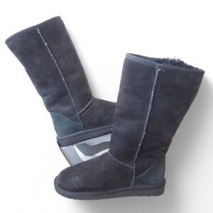 UGG Australia Classic Tall Sheepskin Wool Mid Calf Boots Black 5815 Women's 6